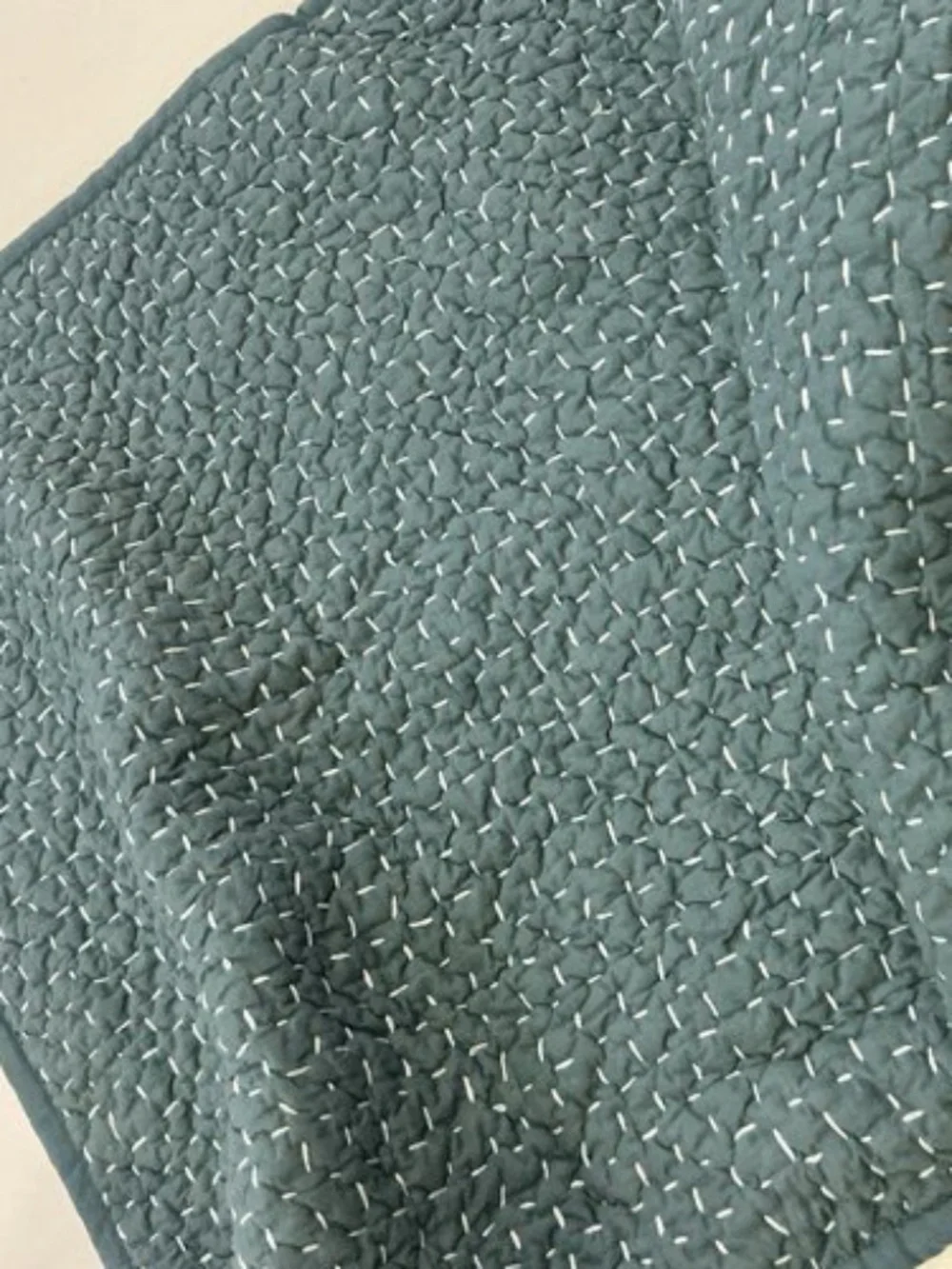 Organic Cotton Hand Stitched Quilted Sham King Only 1 Ocean blue